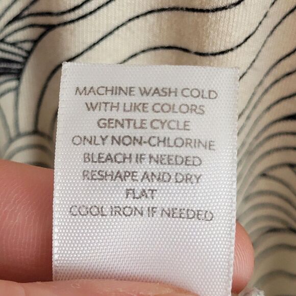 J. Jill Womens Tunic Blouse Size XL Cream Black Leaf Print Drawstring Waist Long - Picture 7 of 10